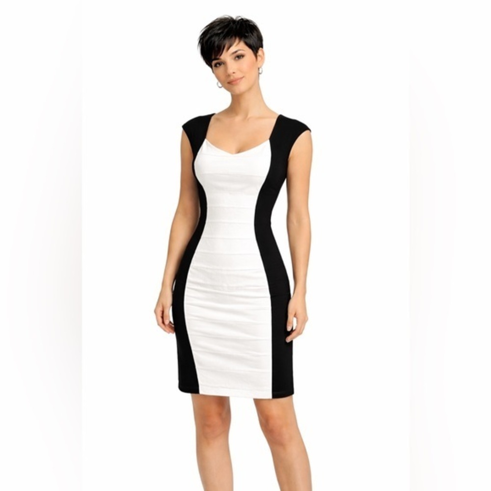 Express Black & White Bodycon Stretch Cap Sleeve Mini Dress Women’s 8